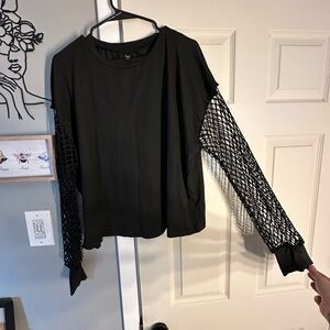 Black Mesh Sleeve Women's Top